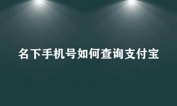 名下手机号如何查询支付宝