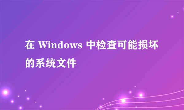在 Windows 中检查可能损坏的系统文件