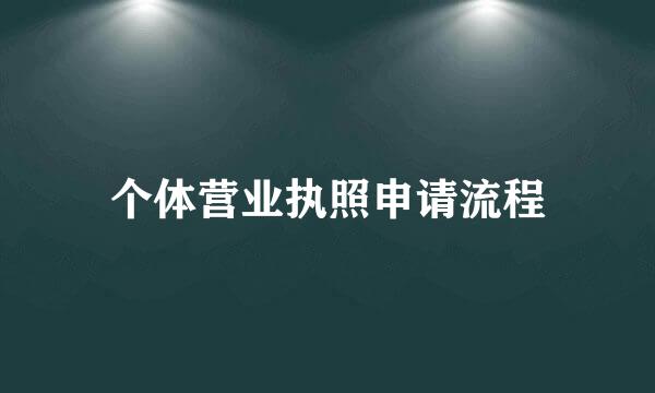 个体营业执照申请流程