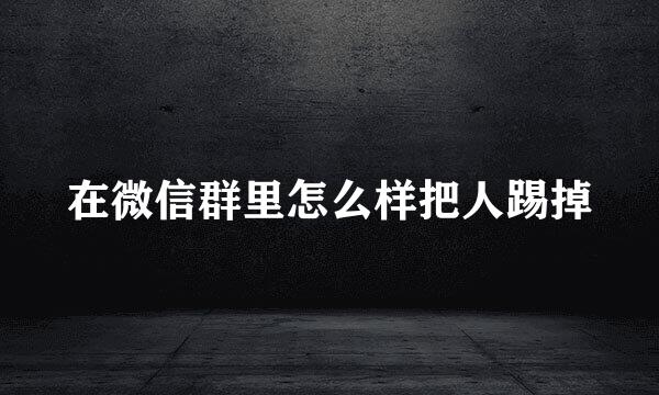 在微信群里怎么样把人踢掉