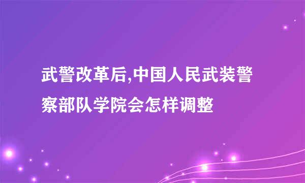 武警改革后,中国人民武装警察部队学院会怎样调整