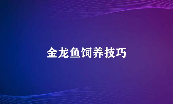 金龙鱼饲养技巧