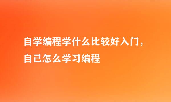 自学编程学什么比较好入门，自己怎么学习编程