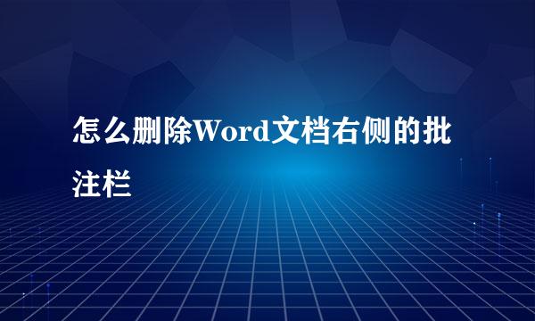 怎么删除Word文档右侧的批注栏
