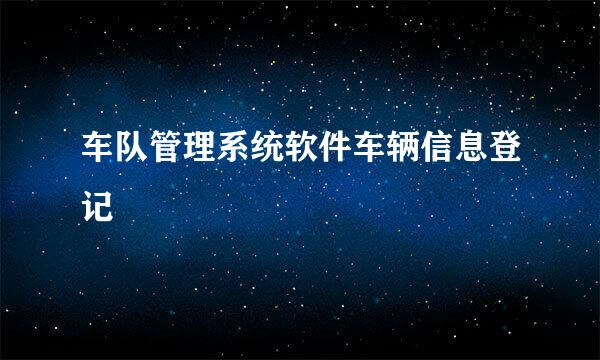 车队管理系统软件车辆信息登记