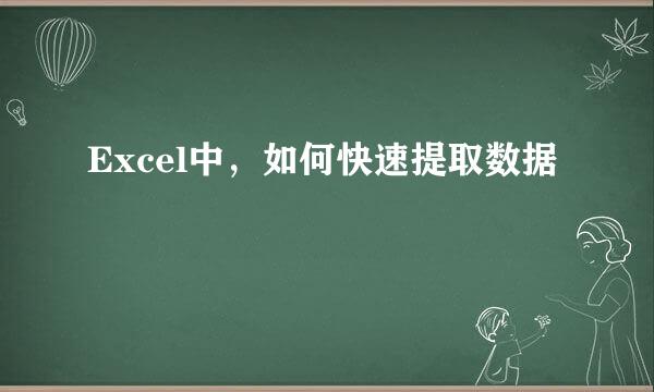 Excel中，如何快速提取数据