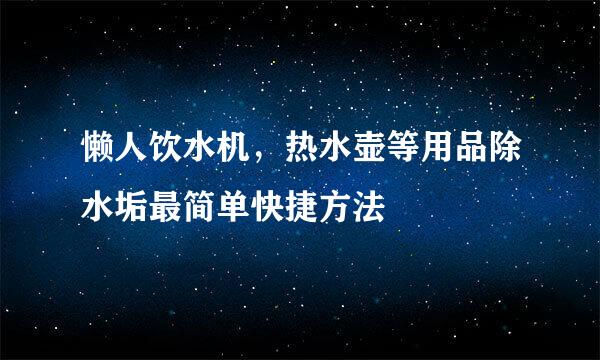 懒人饮水机，热水壶等用品除水垢最简单快捷方法