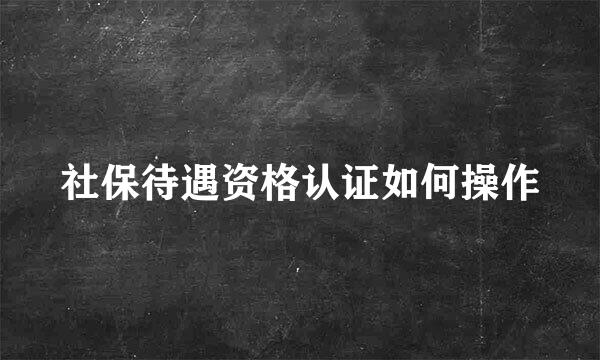 社保待遇资格认证如何操作
