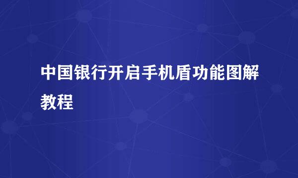 中国银行开启手机盾功能图解教程