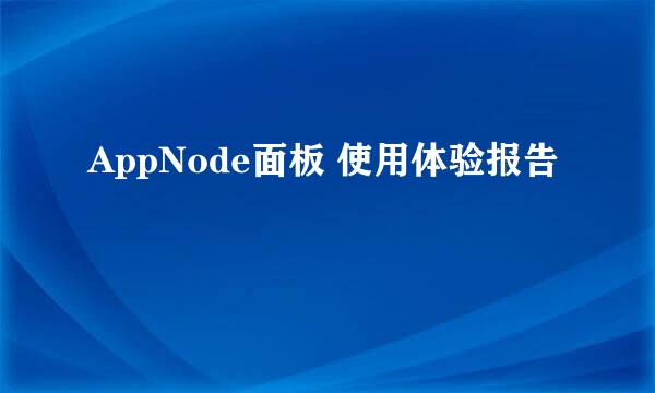AppNode面板 使用体验报告