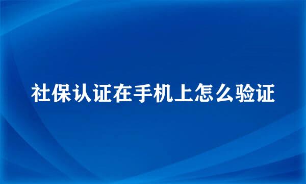 社保认证在手机上怎么验证