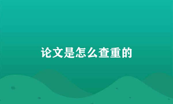 论文是怎么查重的