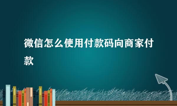 微信怎么使用付款码向商家付款
