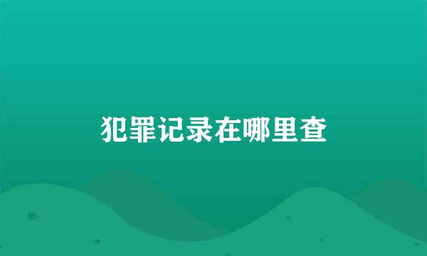 犯罪记录在哪里查