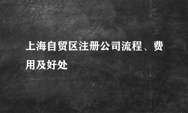 上海自贸区注册公司流程、费用及好处