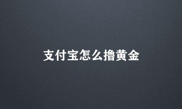 支付宝怎么撸黄金