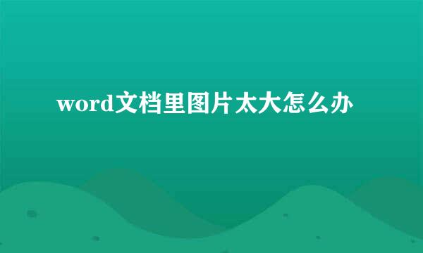 word文档里图片太大怎么办