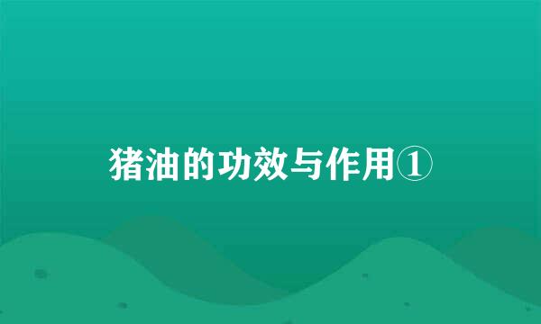 猪油的功效与作用①
