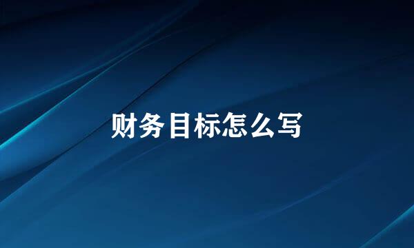 财务目标怎么写
