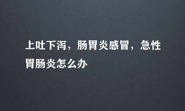 上吐下泻，肠胃炎感冒，急性胃肠炎怎么办