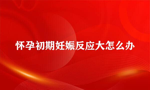 怀孕初期妊娠反应大怎么办