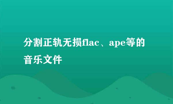分割正轨无损flac、ape等的音乐文件