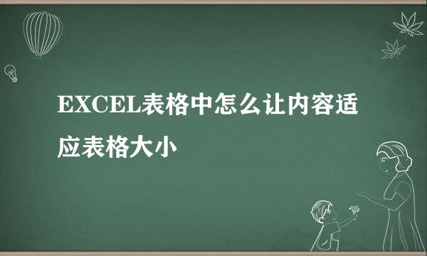 EXCEL表格中怎么让内容适应表格大小