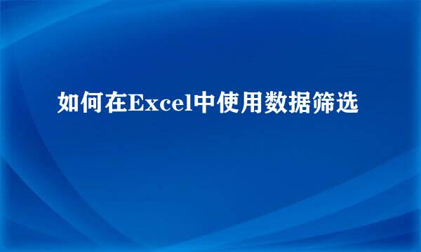 如何在Excel中使用数据筛选