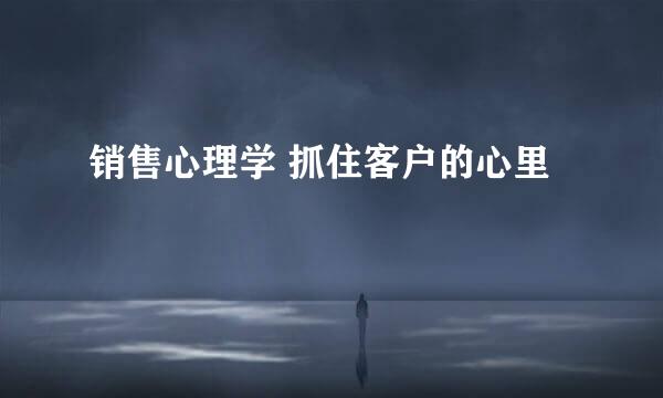 销售心理学 抓住客户的心里