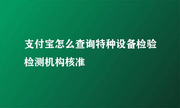 支付宝怎么查询特种设备检验检测机构核准