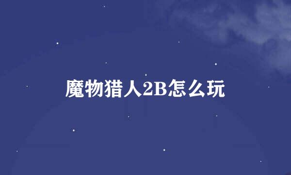 魔物猎人2B怎么玩