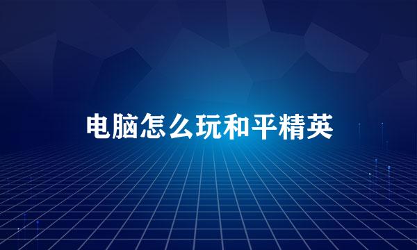 电脑怎么玩和平精英