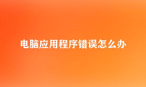 电脑应用程序错误怎么办