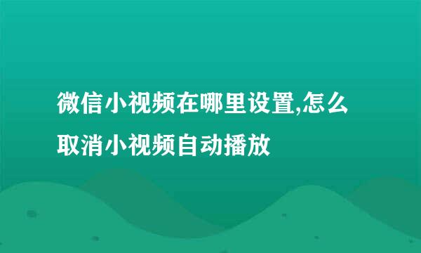 微信小视频在哪里设置,怎么取消小视频自动播放