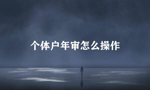 个体户年审怎么操作