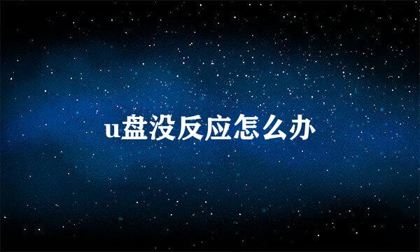 u盘没反应怎么办