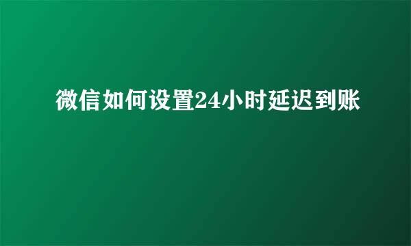 微信如何设置24小时延迟到账