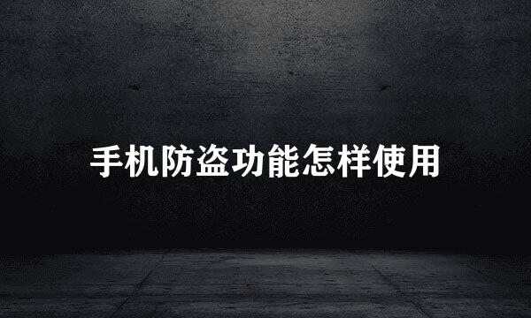 手机防盗功能怎样使用
