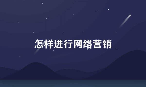 怎样进行网络营销