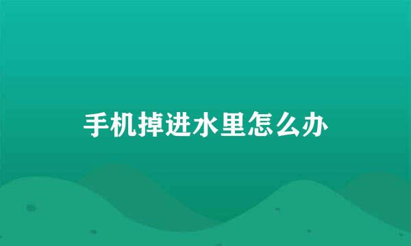 手机掉进水里怎么办