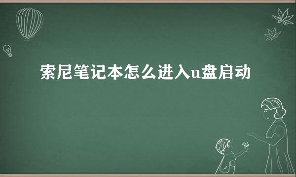 索尼笔记本怎么进入u盘启动