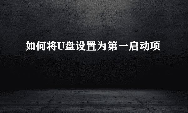 如何将U盘设置为第一启动项