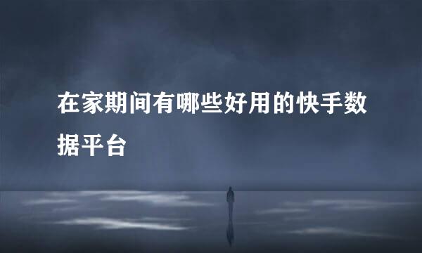 在家期间有哪些好用的快手数据平台