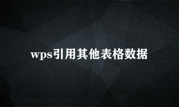 wps引用其他表格数据