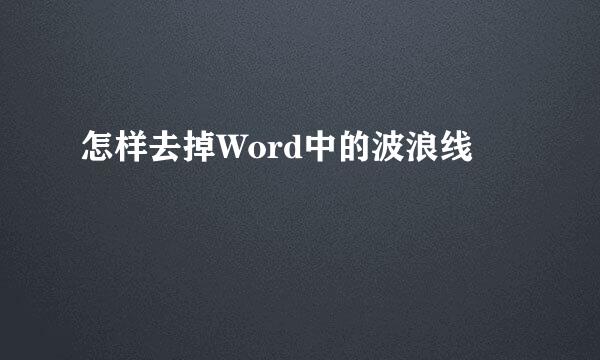 怎样去掉Word中的波浪线