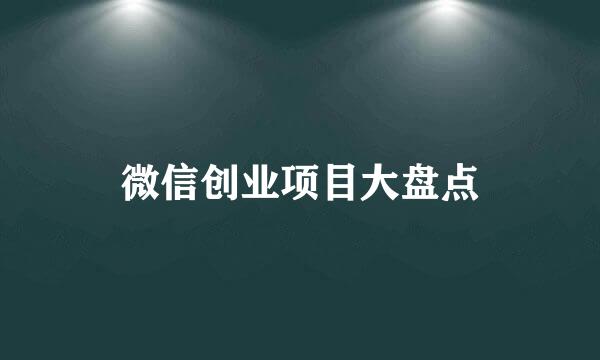 微信创业项目大盘点