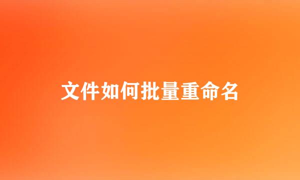 文件如何批量重命名