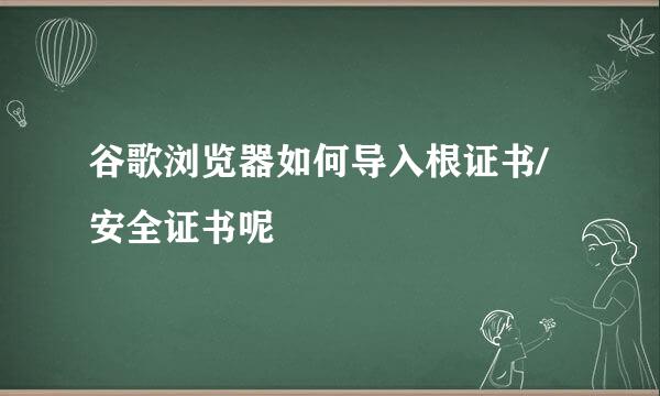 谷歌浏览器如何导入根证书/安全证书呢