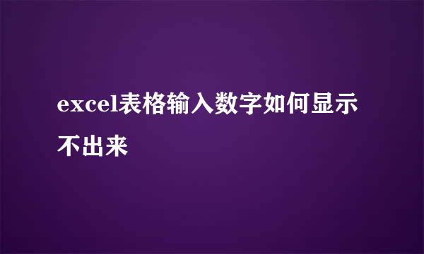 excel表格输入数字如何显示不出来