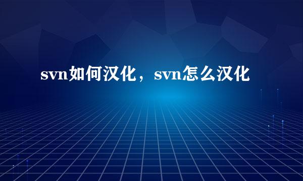 svn如何汉化，svn怎么汉化